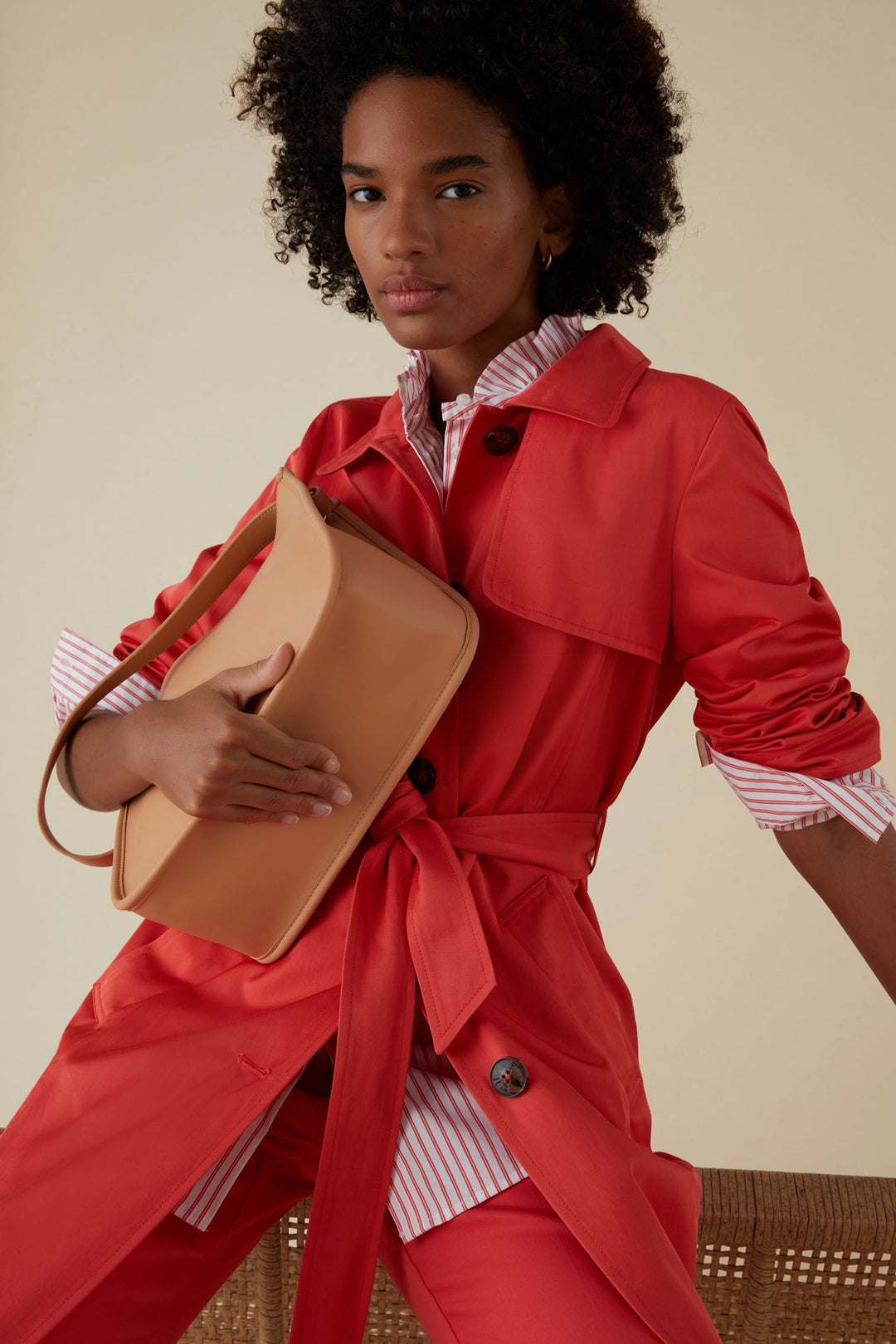 Emme Regular 2415021041200 Coral Raincoat With Matching Belt - Olivia Grace Fashion