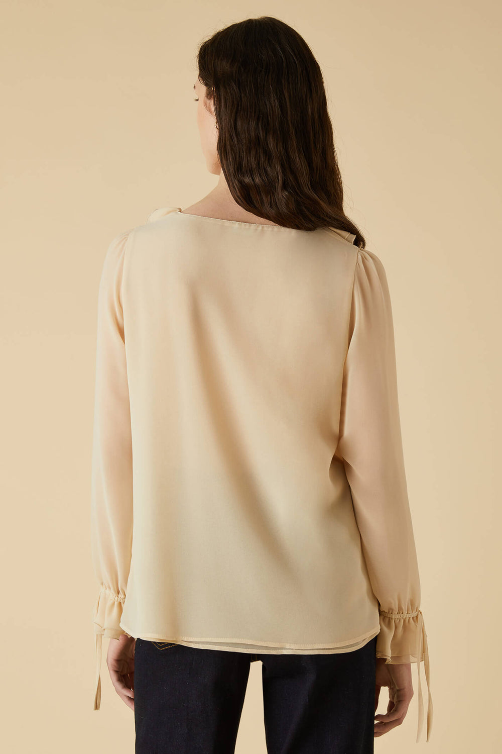 Emme Taglia 2351160739200 Ivory Ruffle Georgette Blouse - Olivia Grace Fashion