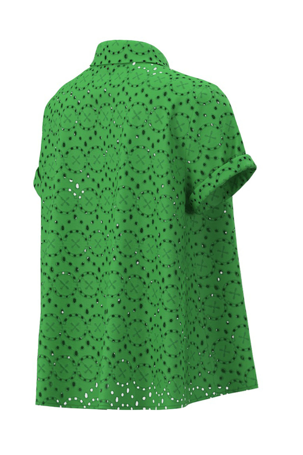 Emme Tiro 2415111102200 Emerald Green Lace Cotton Blouse - Olivia Grace Fashion