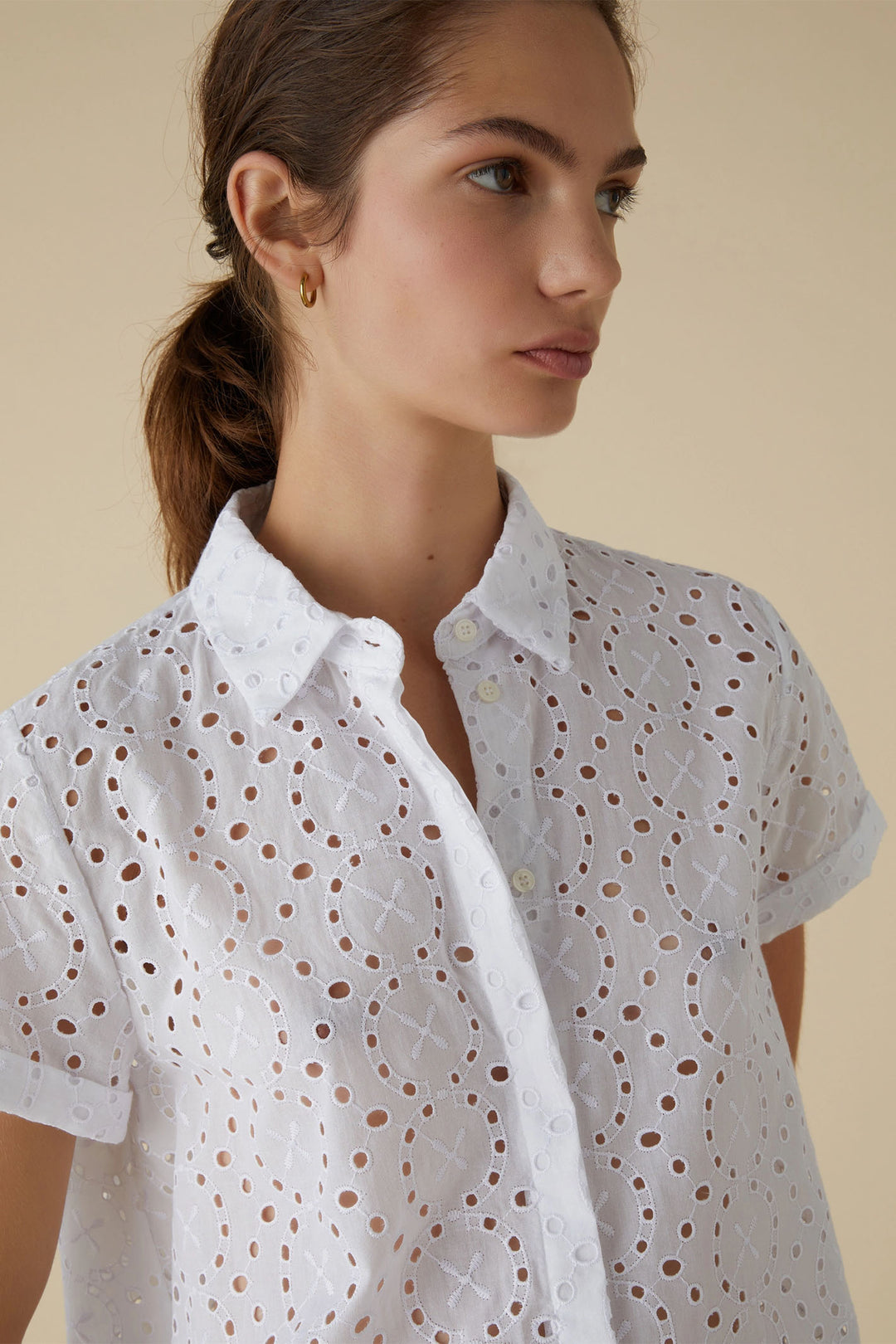Emme Tiro 2415111102200 White Broderie Anglaise Cotton Blouse - Olivia Grace Fashion