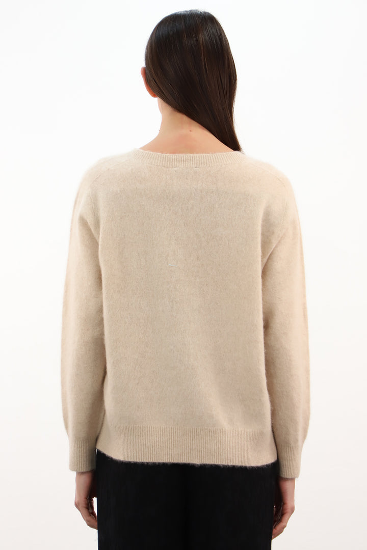 Estheme Champagne Beige Raglan Round Neck Jumper WES24A55CB-1, full length