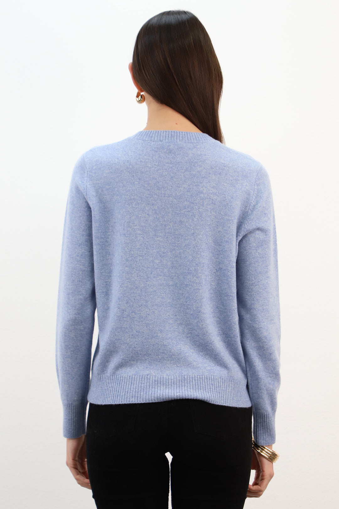 Estheme Glacier &amp; Cream Peace Round Neck Jumper WES26093H, full length