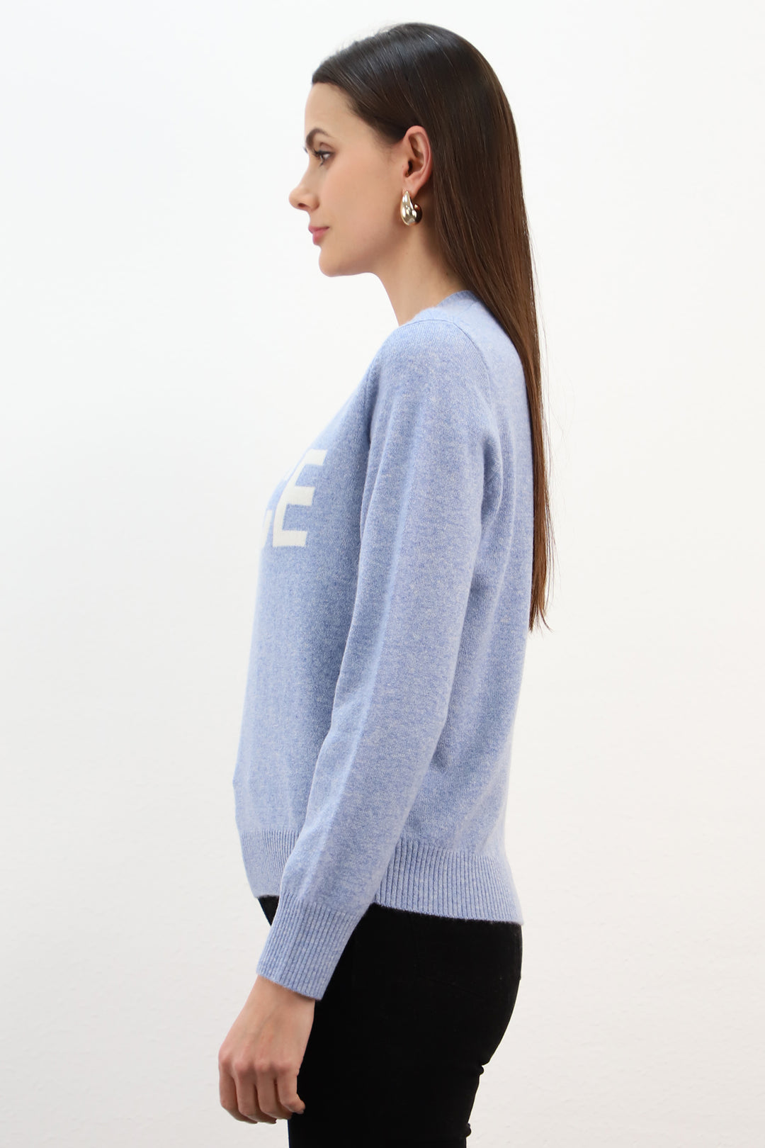 Estheme Glacier &amp; Cream Peace Round Neck Jumper WES26093H, detail