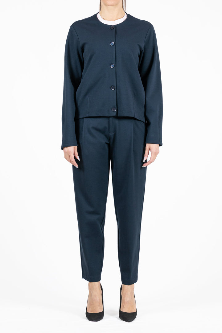 European Culture Navy Trousers 06D0--2545-0502, styled full length