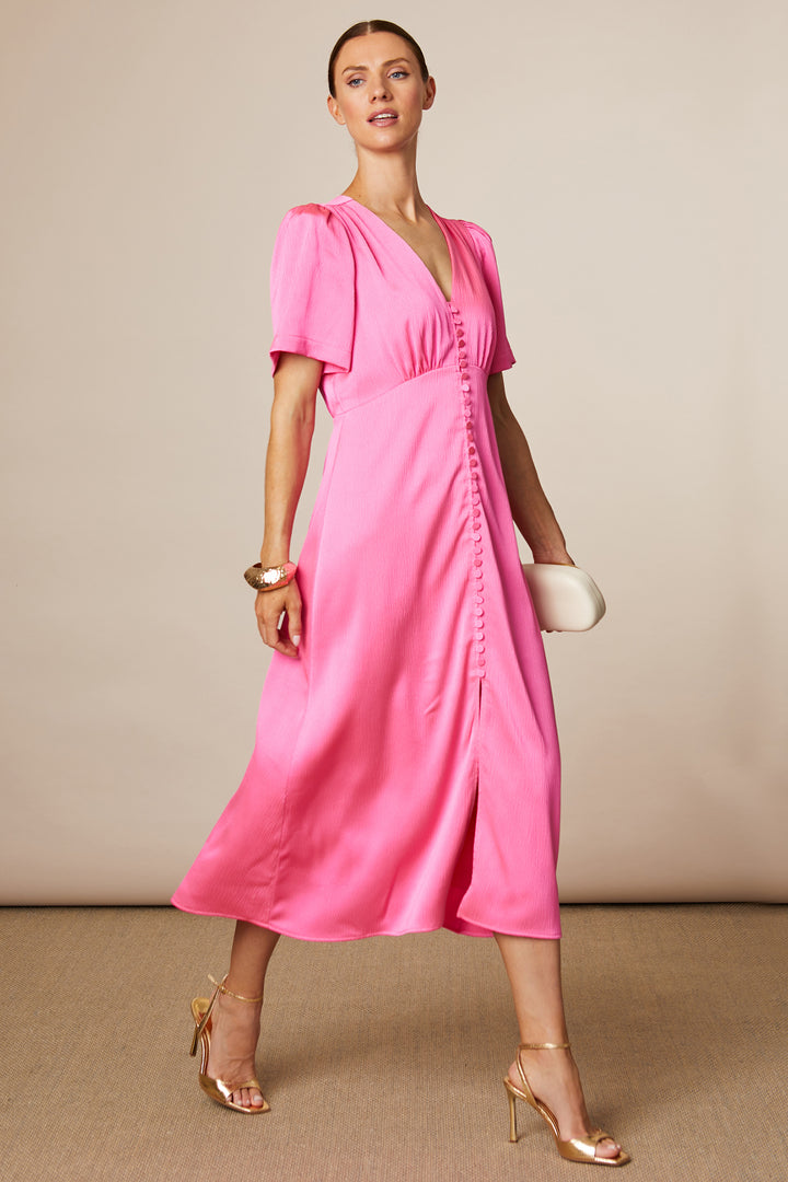 Fee G 831Y-57 Chrissie Pink Button Front Long Dress