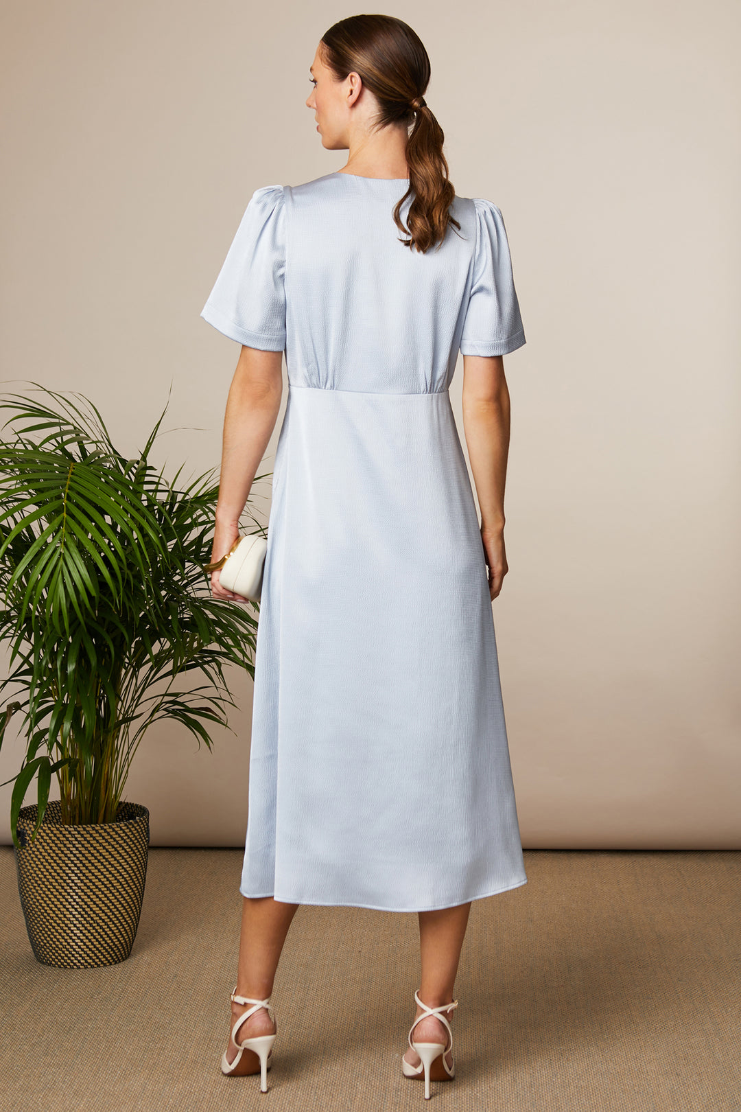 Fee G 831Y-57 Chrissie Silver Button Front Long Dress