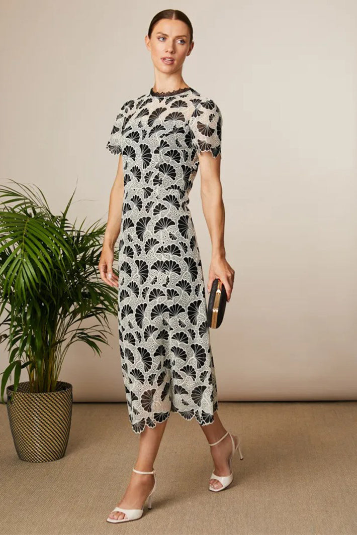 Fee G 834G-141 Loreta Black Cream Long Lace Dress