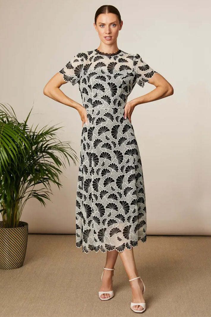 Fee G 834G-141 Loreta Black Cream Long Lace Dress