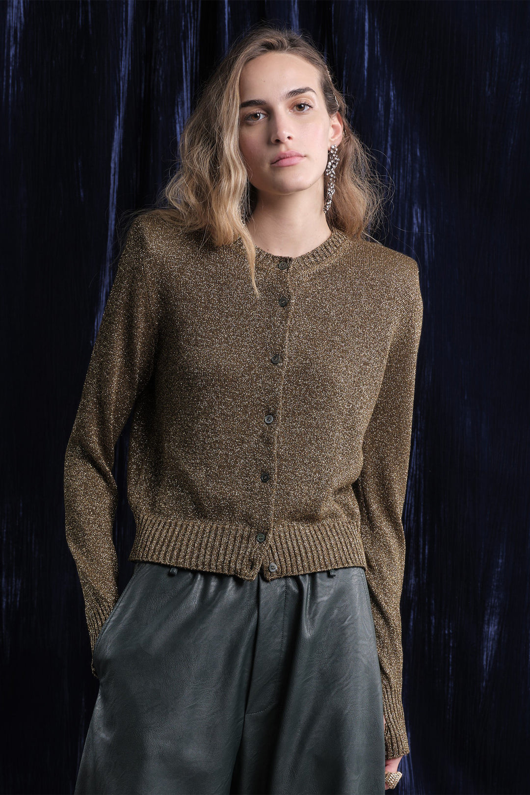 Floor Graphite Short Lurex Cardigan
