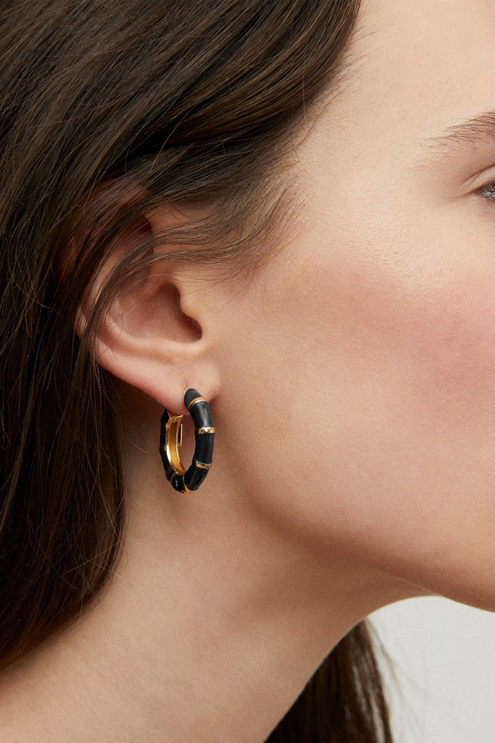 Gas Bijoux 708833 Black Bambou Creole Mini Earrings