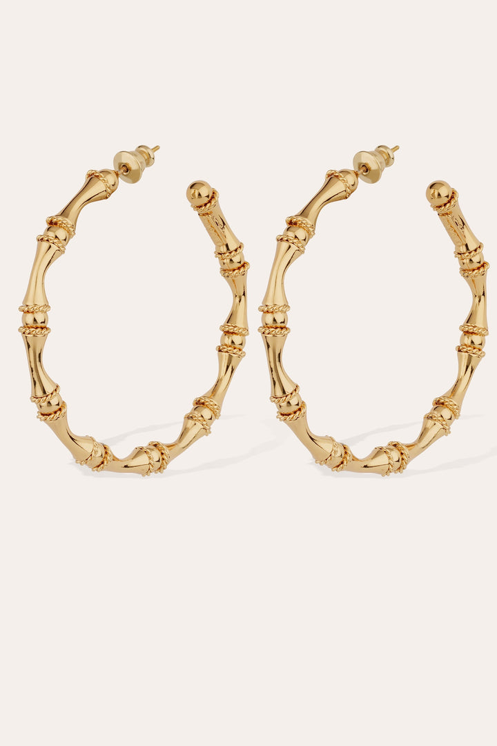Gas Bijoux 714699 Bambou Gold Plated Hoop Earrings