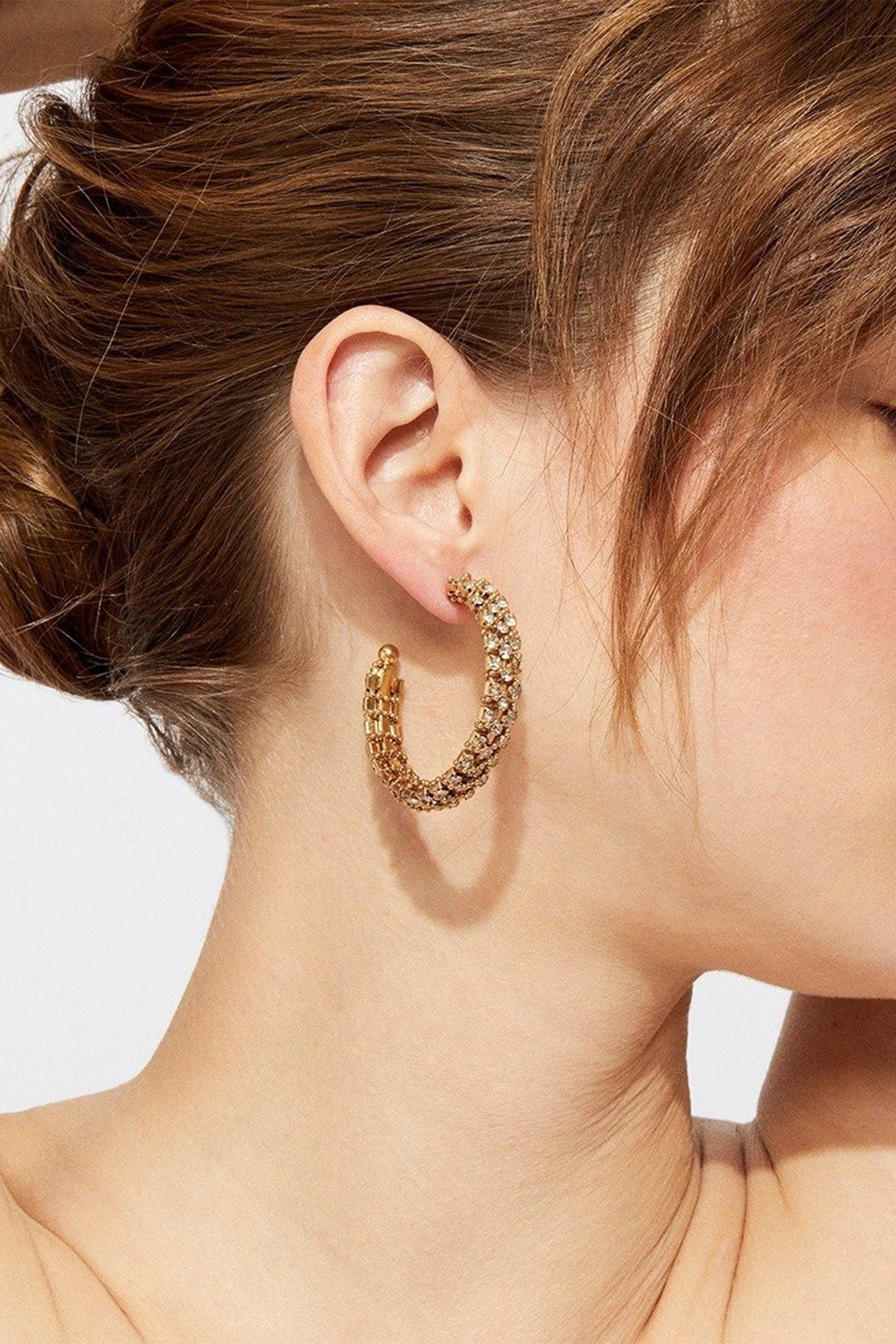 Gas Bijoux Izilda Strass Gold Plated Hoop Earrings Go 230 Tige AIZILDA/O/S