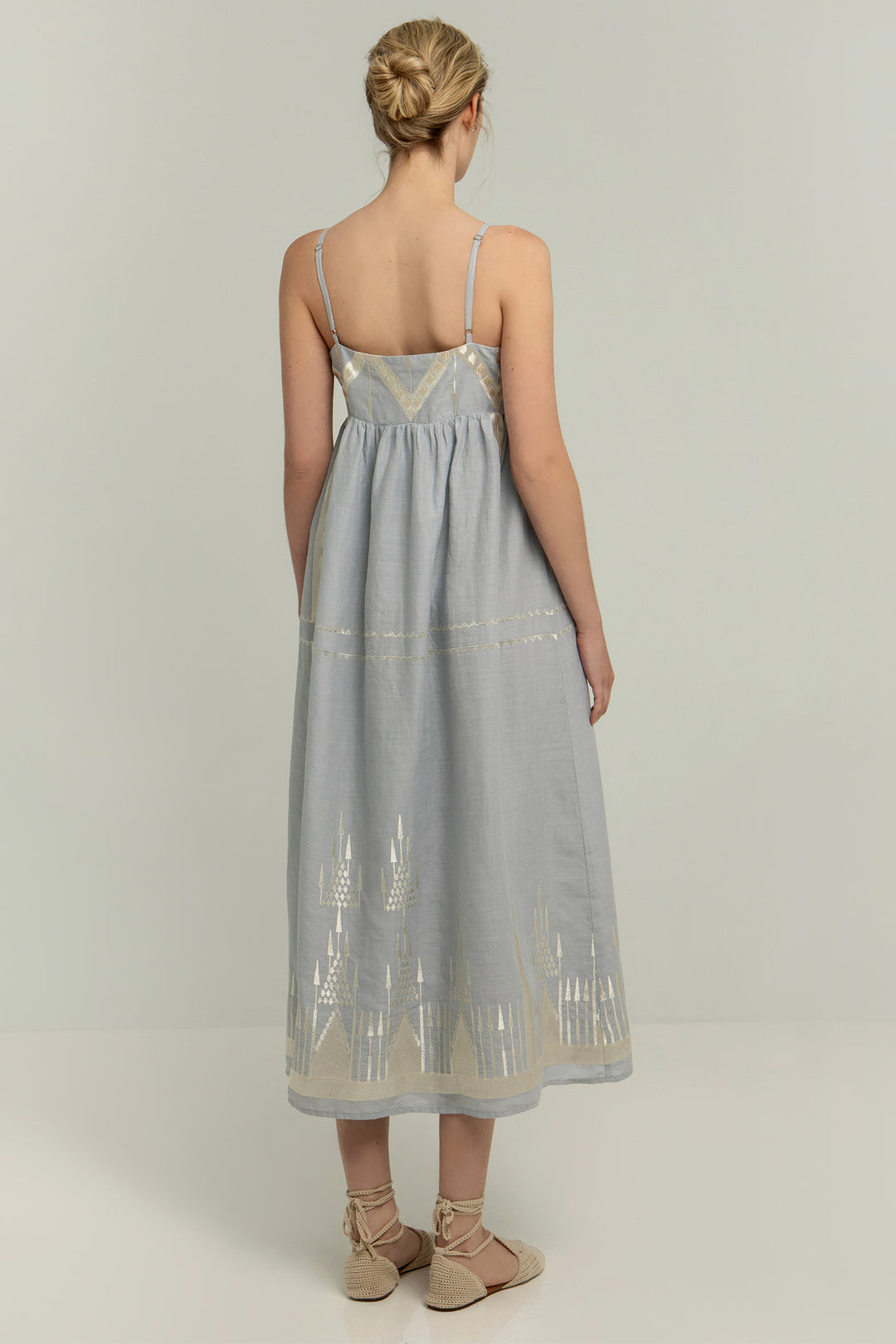 Greek Archaic Kori S25K-430033 Maxi Dress Light Grey Champagne Olivia Grace Fashion Greek Archaic Kori S25K-430033 Maxi Dress Light Grey Champagne Olivia Grace Fashion