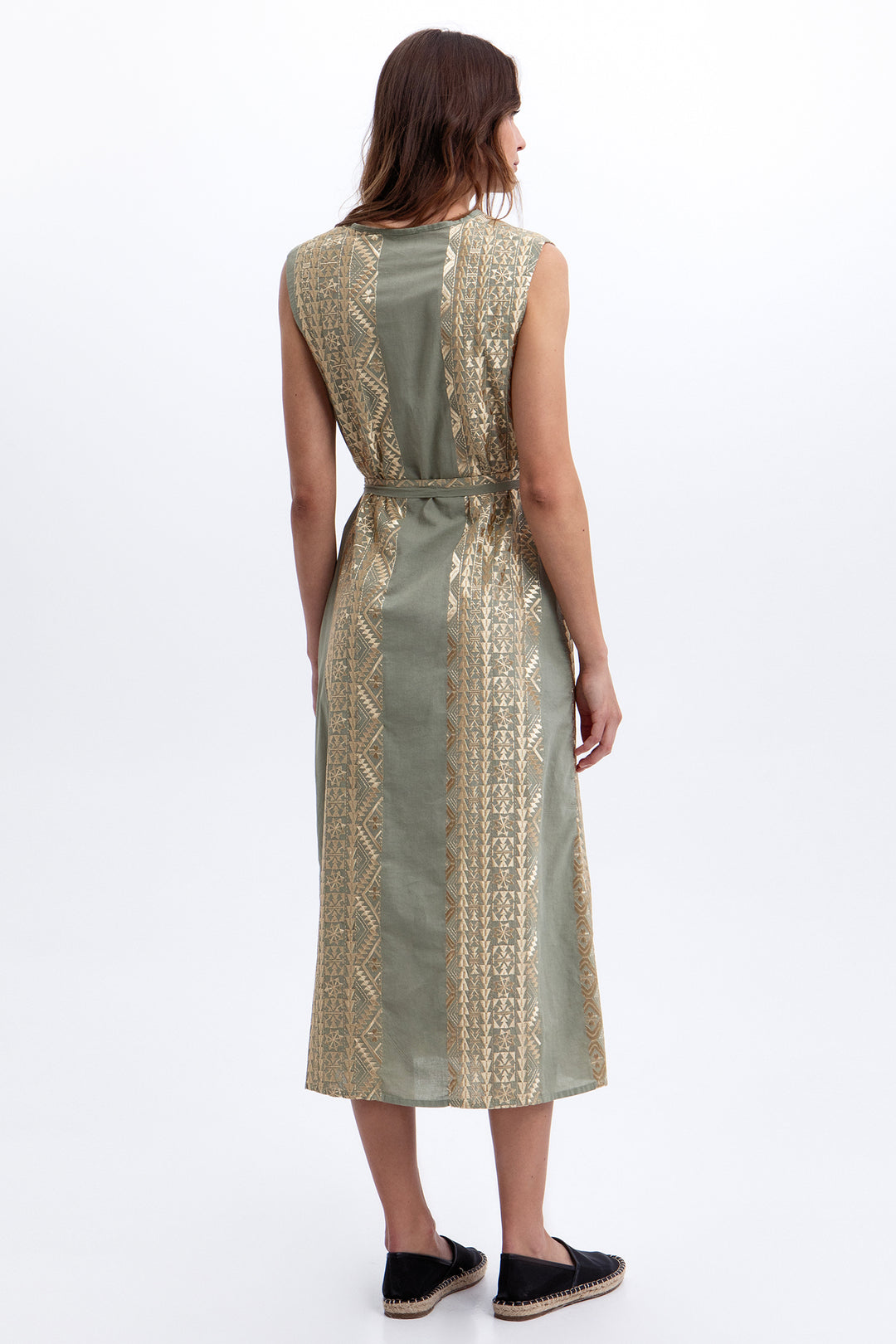 Greek Archaic Kori S26K-3103167 Sage Gold Sleeveless Dress 2701