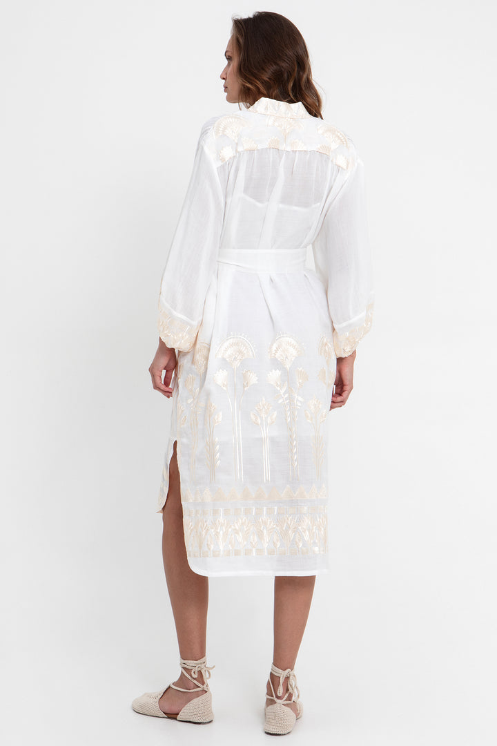 Greek Archaic Kori S26K-4075057 White Champagne Papyrus Dress 4102