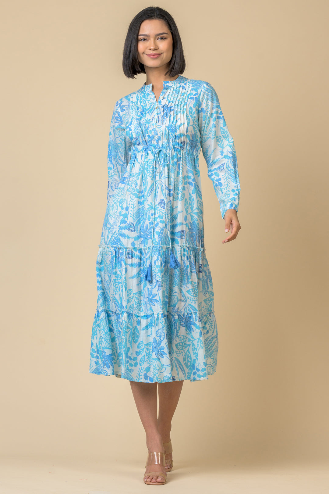 Handprint Dream Apparel AN1118B Corfu Asagao Sky Blue Print Dress