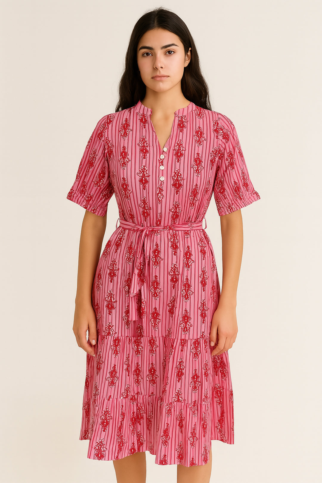 Handprint Dream Apparel AN1159B Boulter Pink Stripe Dress