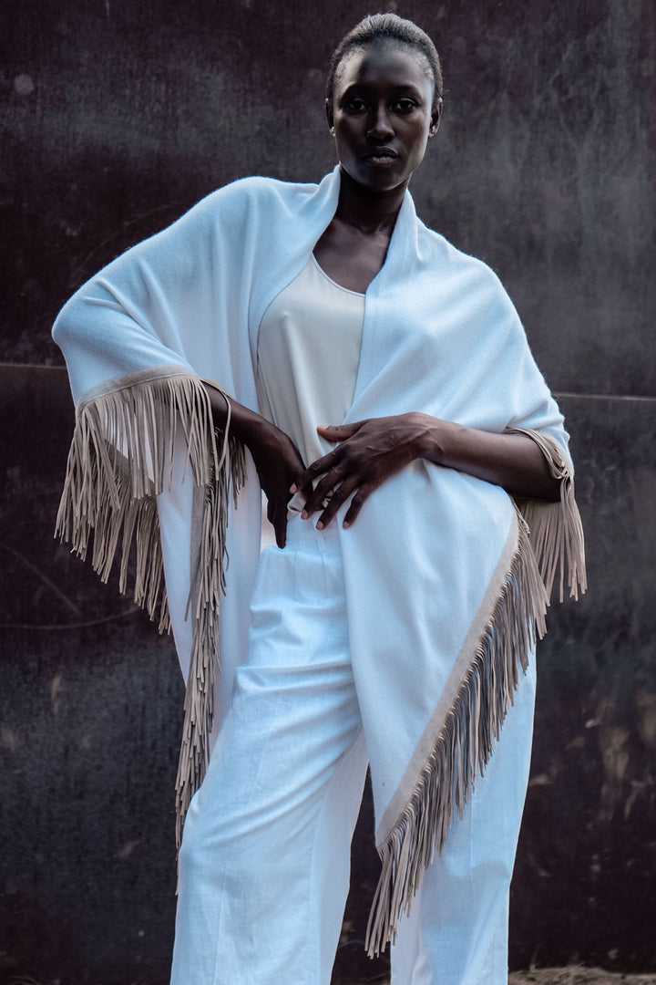 Herzen's Angelegenheit 25242-5001 100241 Superwhite Mushroom Wool Cashmere Wrap - Olivia Grace Fashion