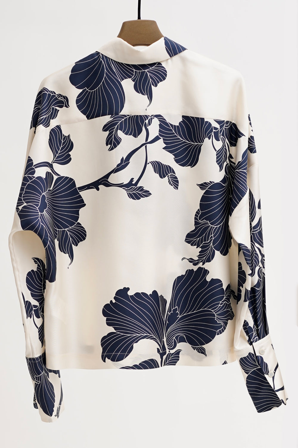 Herzen's Angelegenheit 25253-6168 Navy Cream Print Silk Blouse 253064 - Olivia Grace Fashion