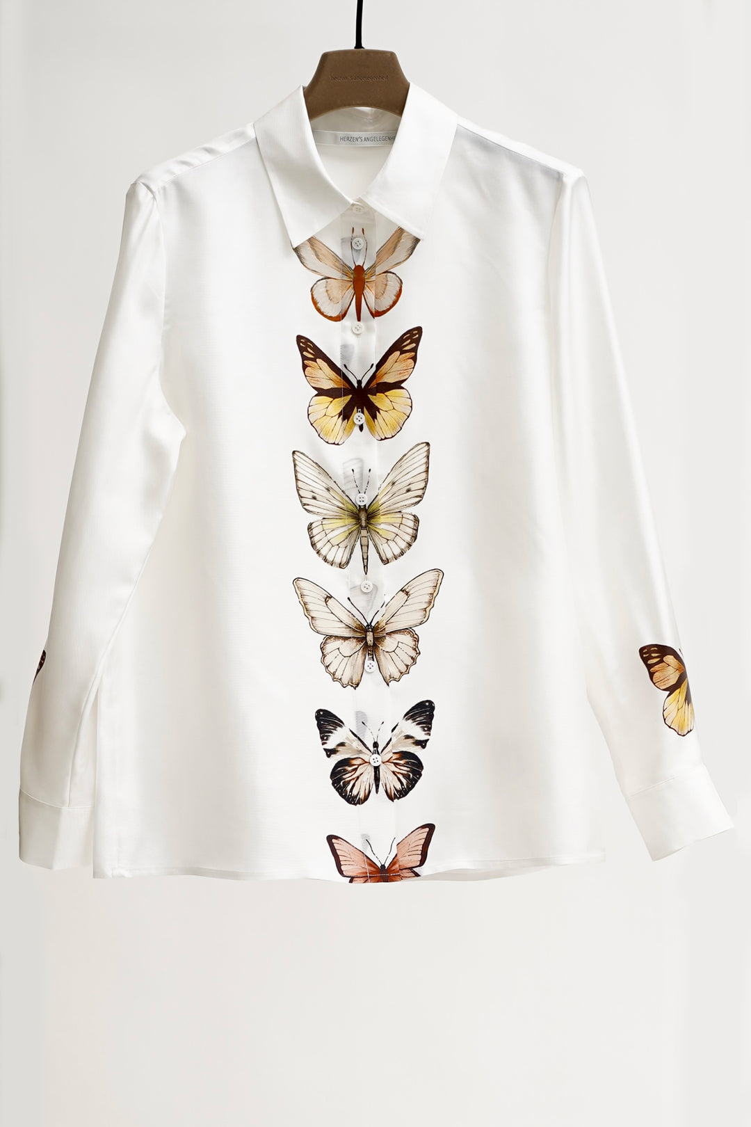 Herzen's Angelegenheit 25253-6190 Sunn Rust Butterfly Print Silk Blouse 253088 - Olivia Grace Fashion