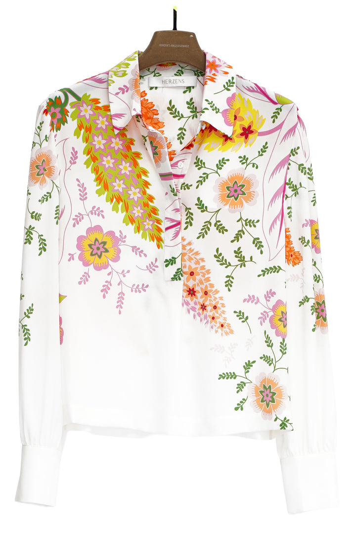 Herzen's Angelegenheit 25261-6077 Fuchsia Grape Multi Print Silk Blouse