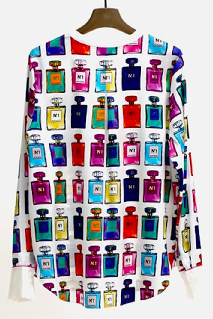 Herzen's Angelegenheit 6192-241-241062 Blackberry Multi Print Silk Blouse - Olivia Grace Fashion