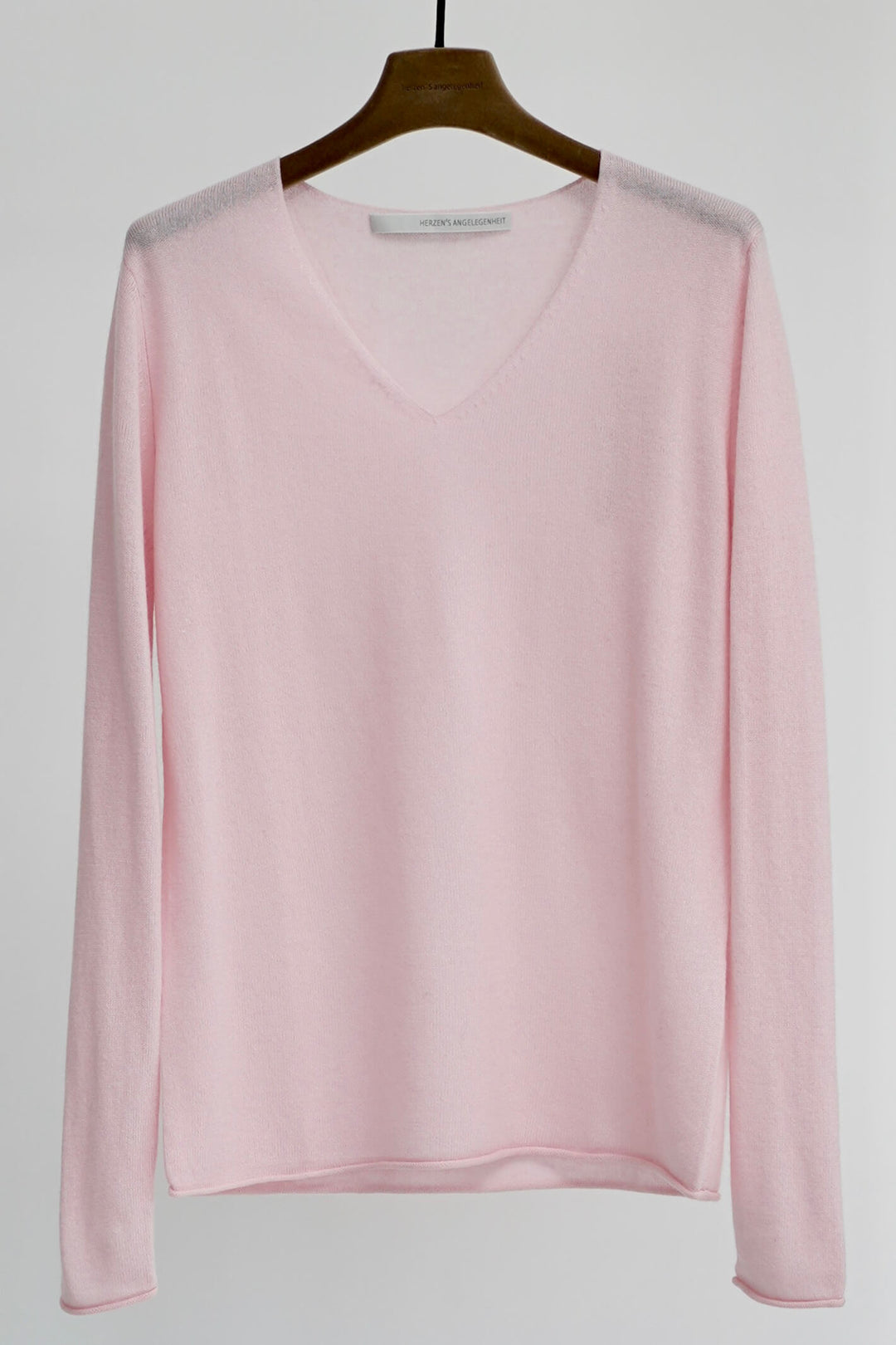 Herzen's Angelegenheit ES02-80233 105 Soft Pink V-Neck Cashmere Jumper - Olivia Grace Fashion