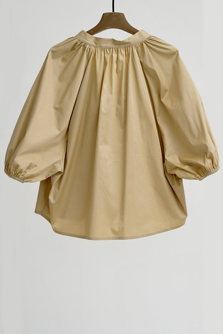 Herzen's Angelegenheit Irish Cream Brown Puff Sleeve Blouse 25252-6205 117 - Olivia Grace Fashion
