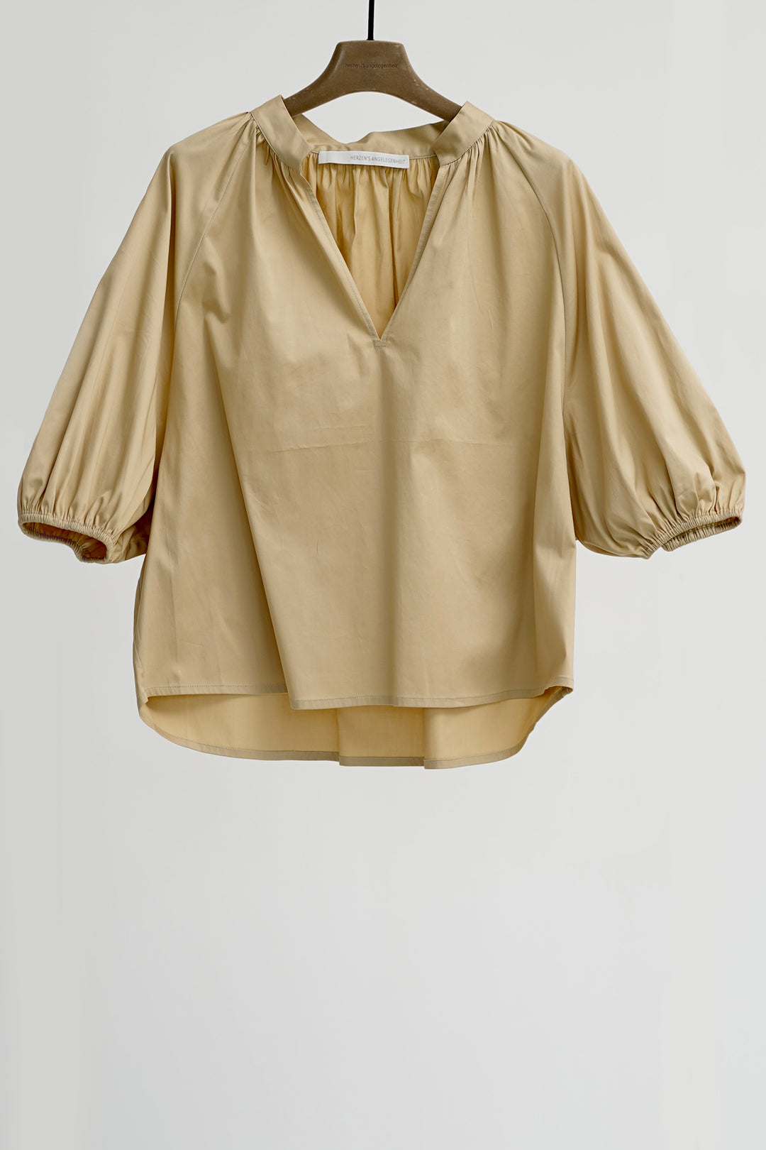 Herzen's Angelegenheit Irish Cream Brown Puff Sleeve Blouse 25252-6205 117 - Olivia Grace Fashion