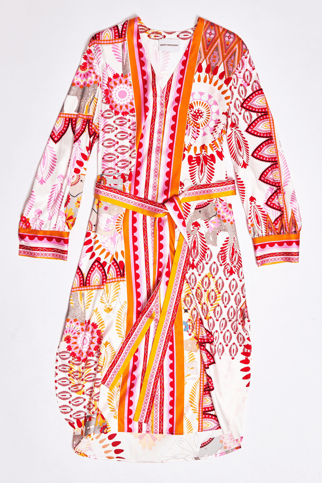Herzens Angelegenheit 6181 232050 Pink Goji Multi Print Silk Dress - Olivia Grace Fashion