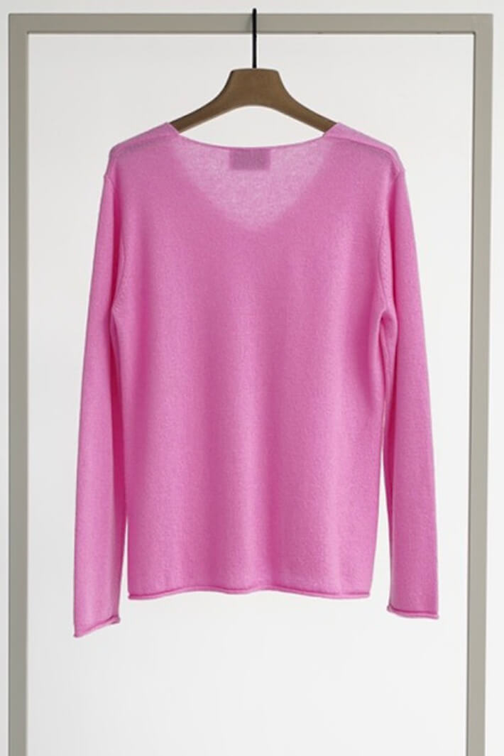 Herzens Angelegenheit ES02 435 Gigi Pink V-Neck Cashmere Jumper - Olivia Grace Fashion