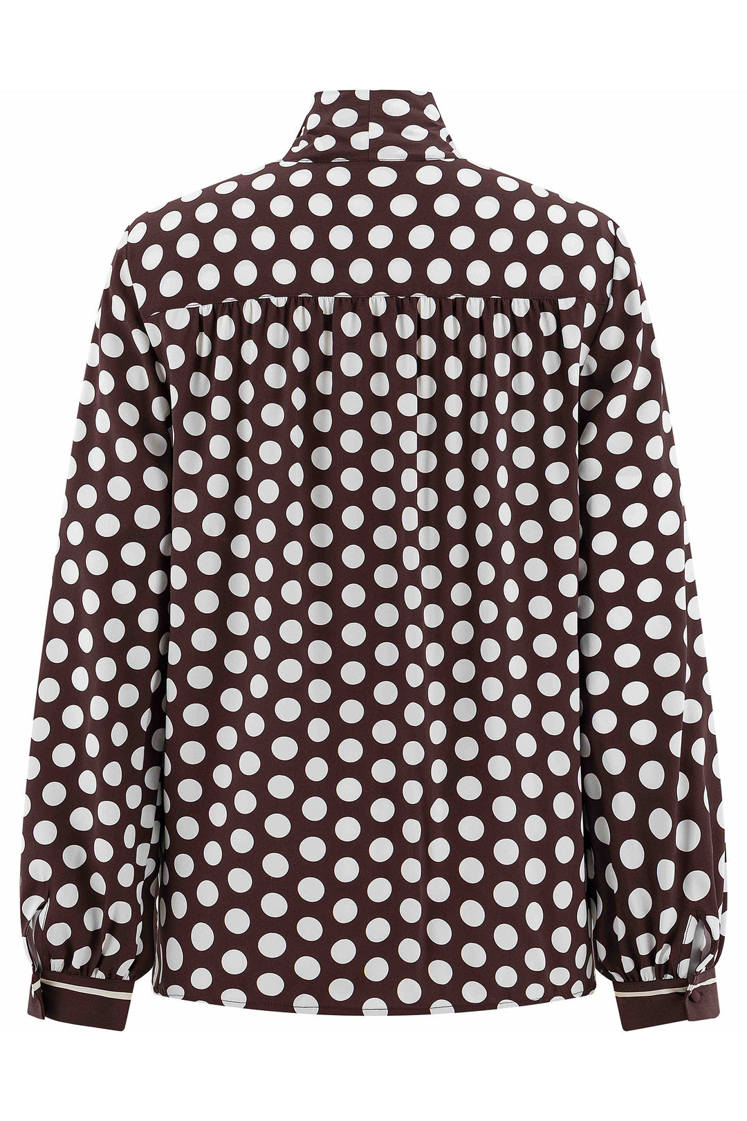 Herzens Black Coffee Creamy Spot Bow Blouse 25263-6056 at Olivia Grace Fashion
