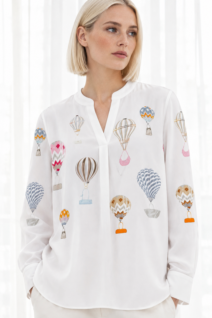 Herzens Grey Pink Multicolour Balloons Print Tunic 25263-6095