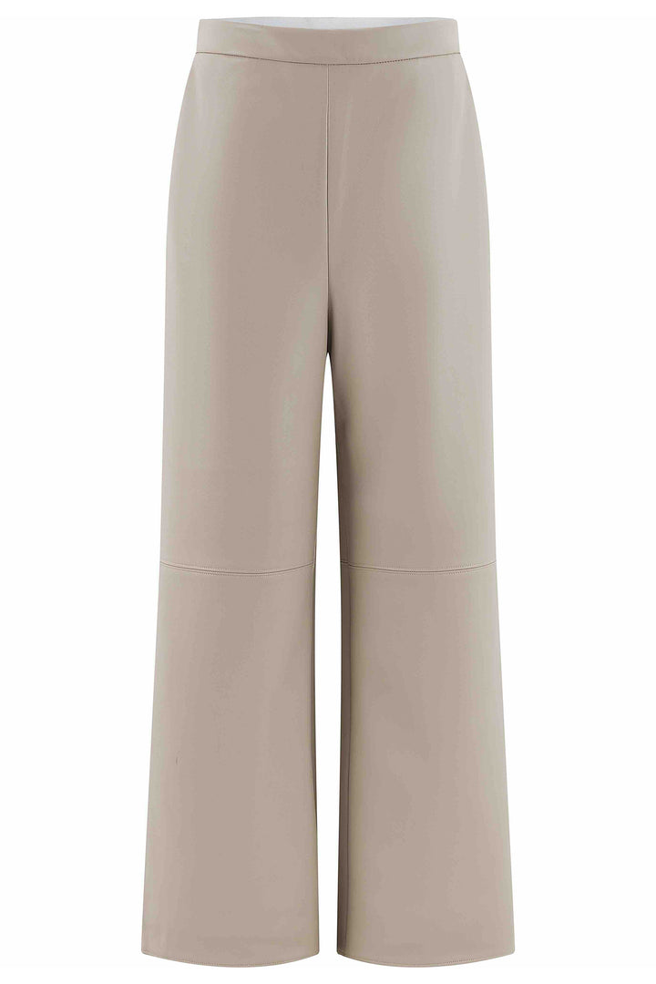 Herzens Hanna Limestone Faux Leather Trousers 25263-6900 at Olivia Grace Fashion