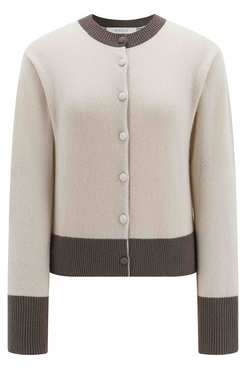 Herzens Karen Limestone Cashmere Cardigan 25263-1003 at Olivia Grace Fashion