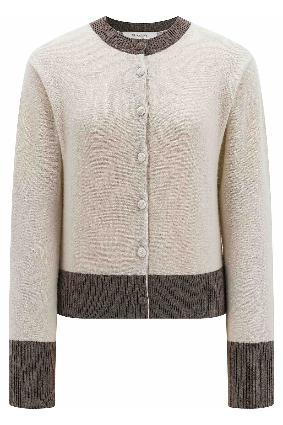 Herzens Karen Limestone Cashmere Cardigan 25263-1003 at Olivia Grace Fashion
