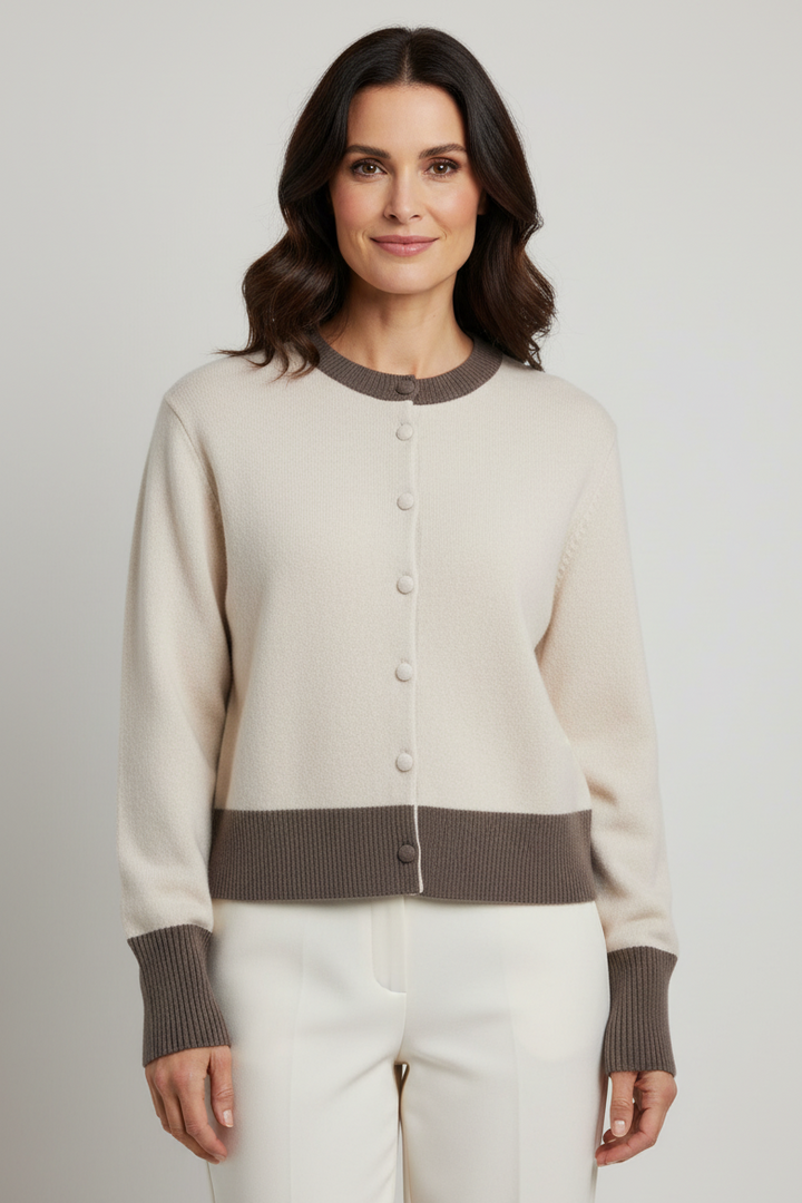 Herzens Karen Limestone Cashmere Cardigan 25263-1003