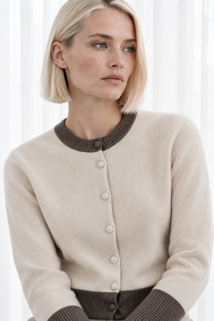 Herzens Karen Limestone Cashmere Cardigan 25263-1003