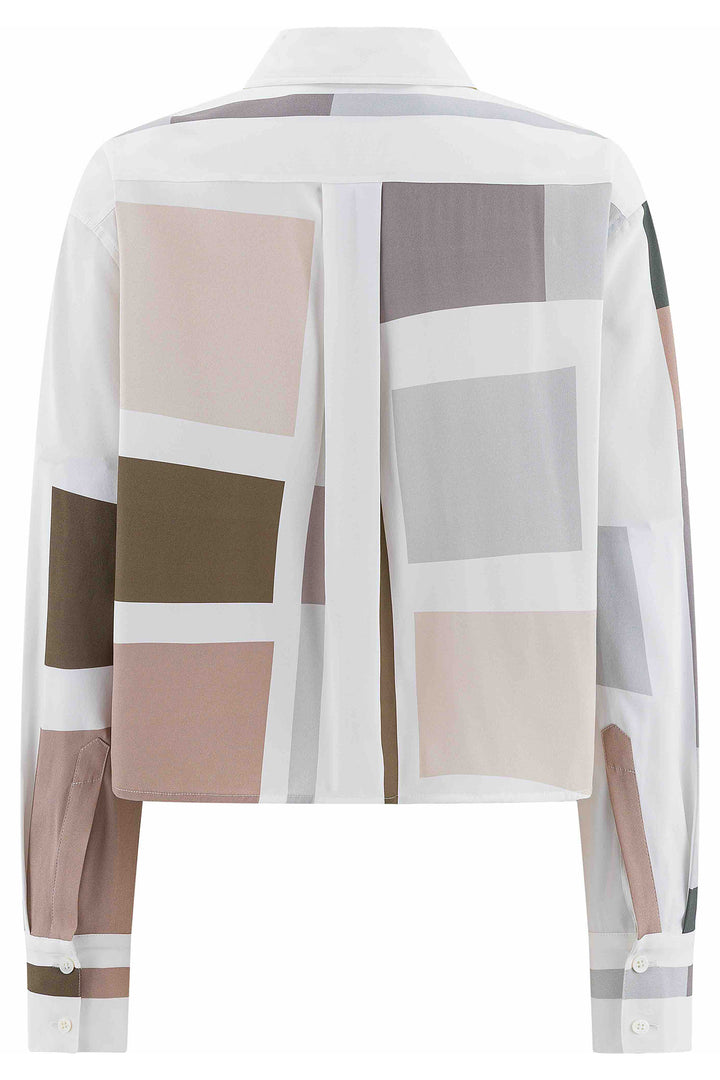 Herzens Limestone Multicolour Block Print Blouse 25263-6060 at Olivia Grace Fashion
