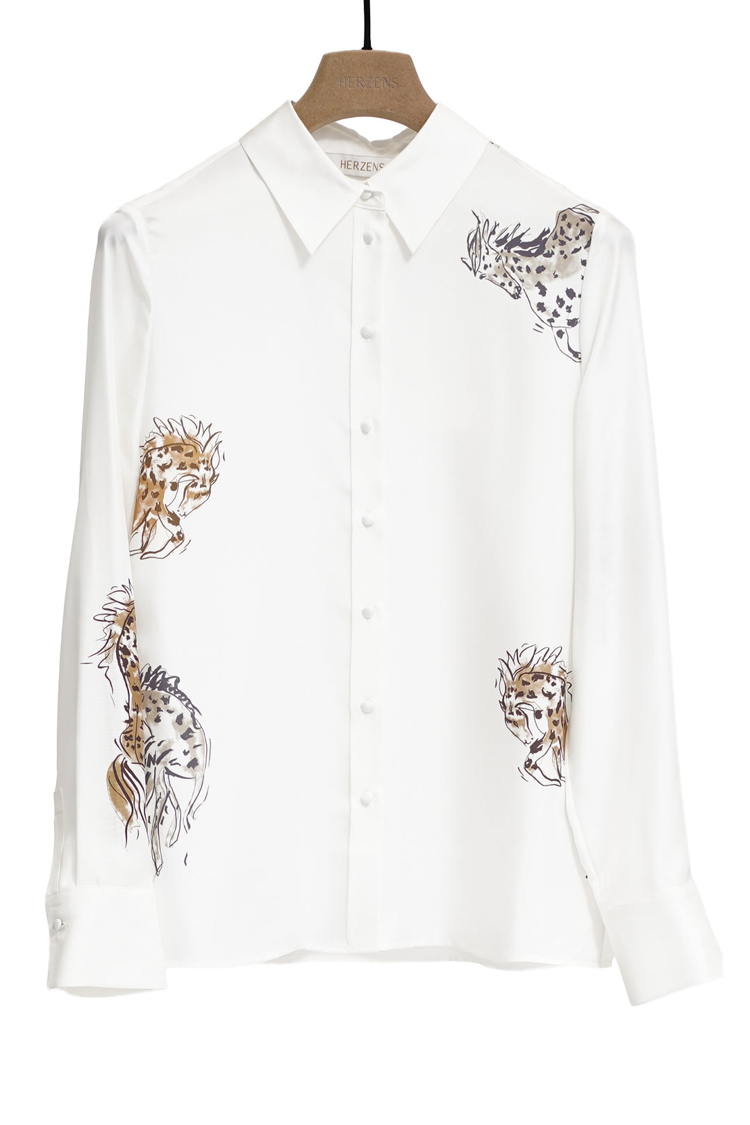 Herzens Sand Multi Wild Horses Print Blouse, front view