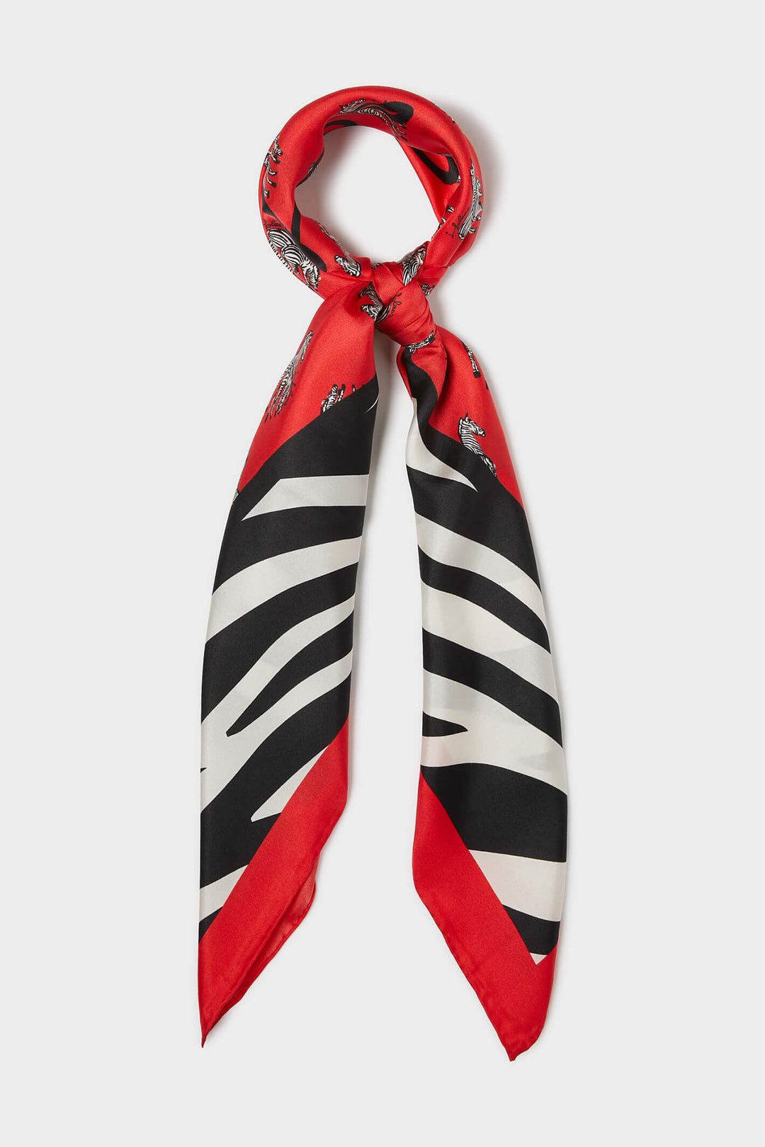 iBlues Candore 2375460236200 Black Red Print Silk Scarf - Oliva Grace Fashion