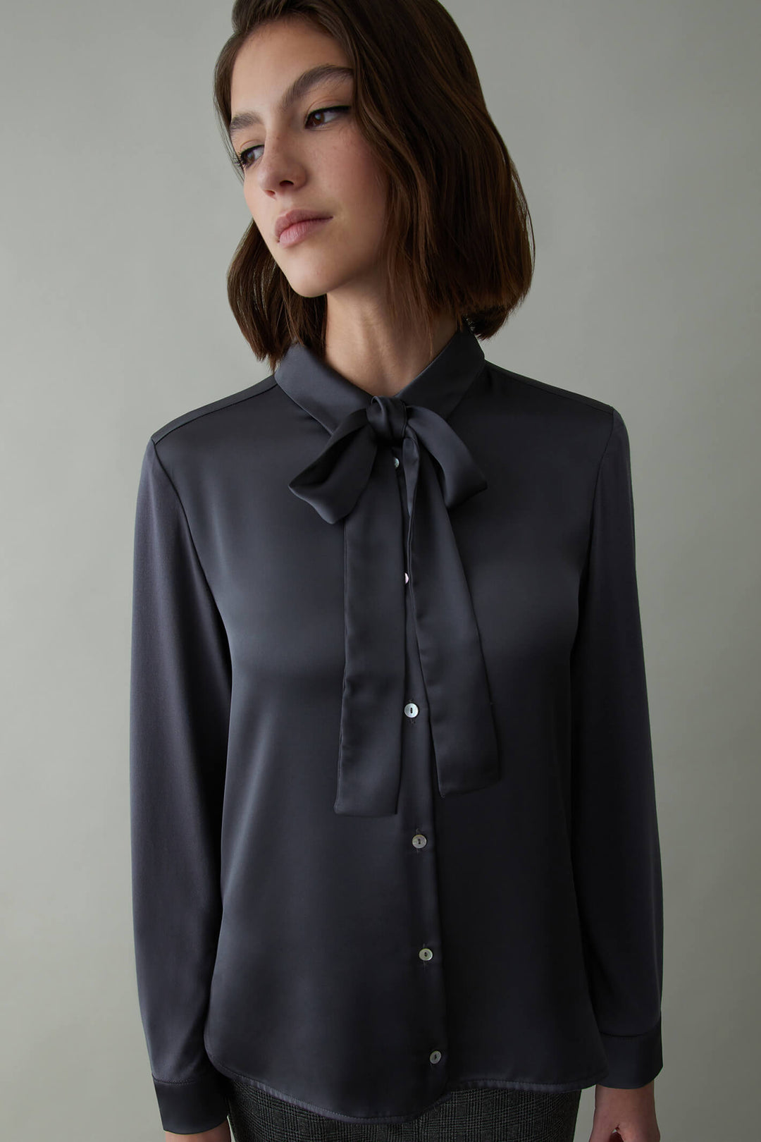 iBlues Jangy 2379560136200 Iron Grey Sime Fitted Blouse - Olivia Grace Fashion