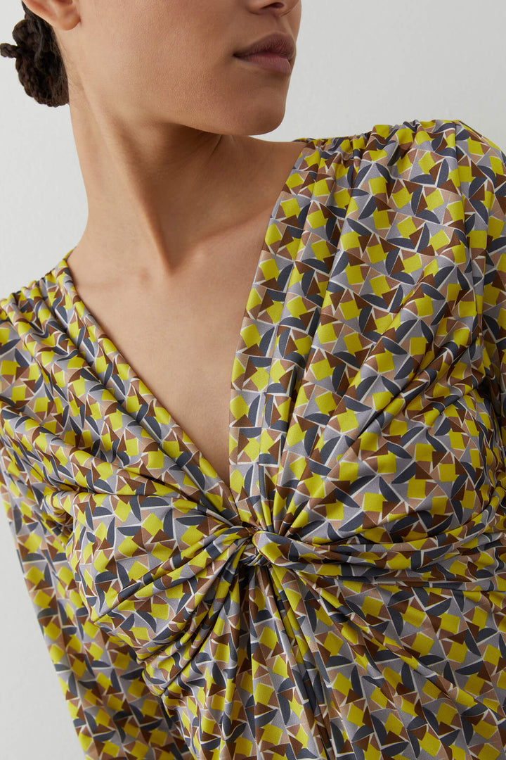 iBlues Nefle 2376260136200 Yellow Giallo Print Jersey Dress - Olivia Grace Fashion