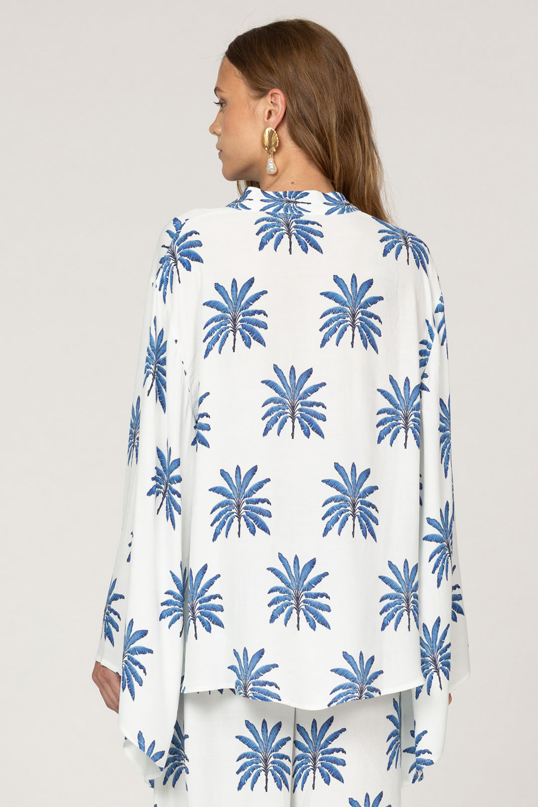 Inoa Cherry Silk Mix Shirt Papier Colle Light Blue Print