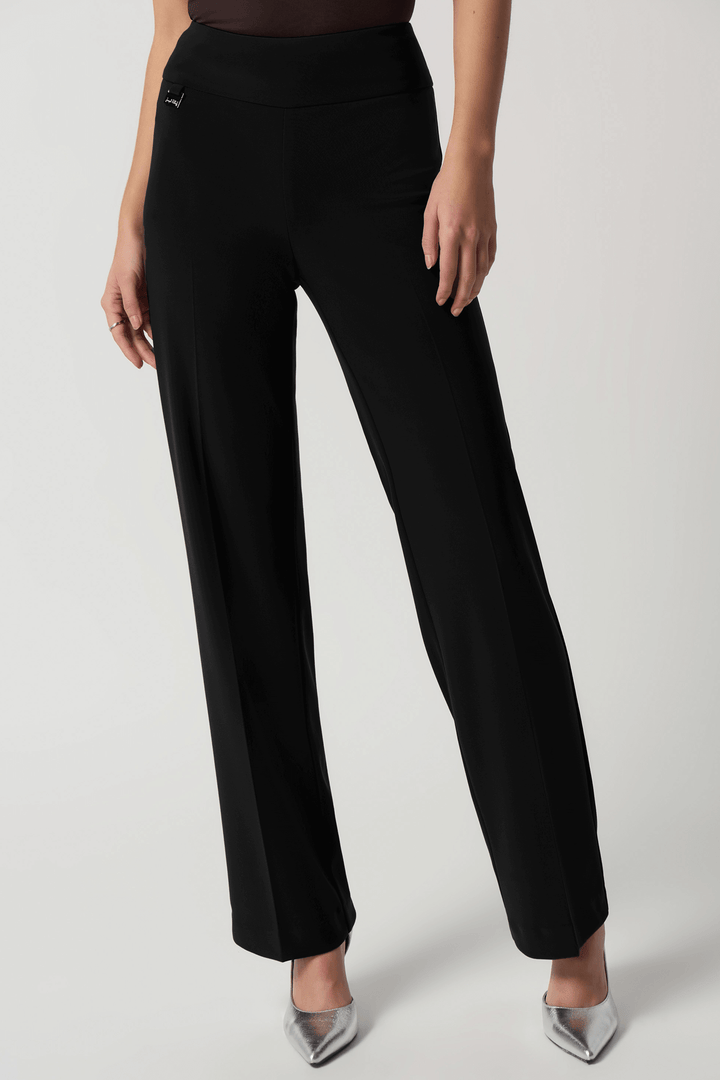 Joseph Ribkoff 233277 Black Wide Leg Pull-On Trousers - Olivia Grace Fashion