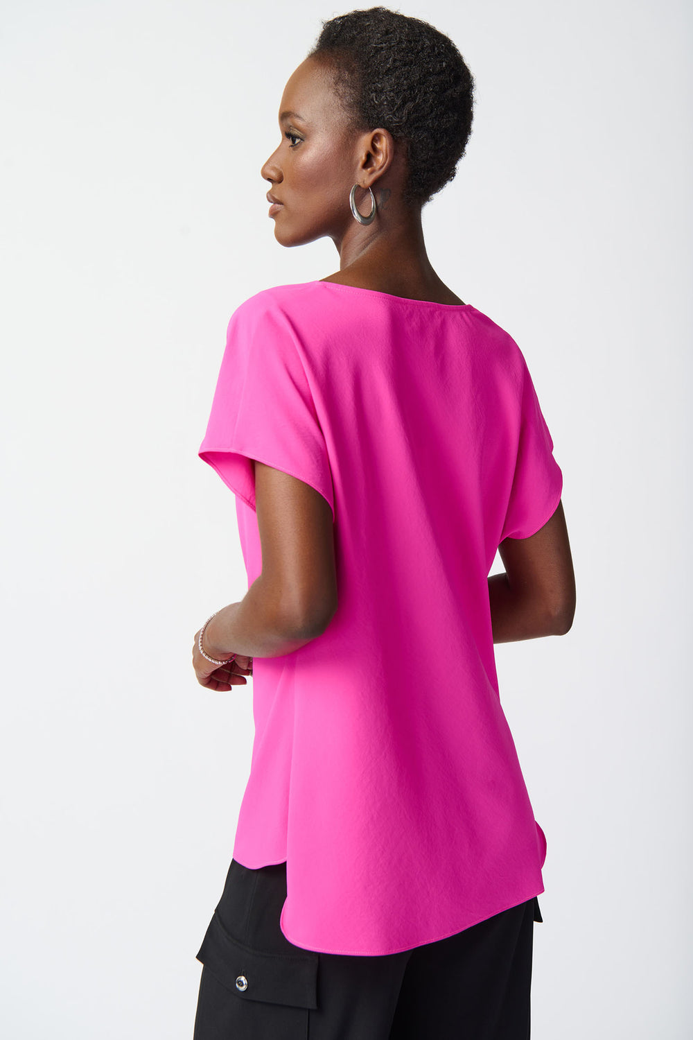 Joseph Ribkoff 241099 Ultra Pink Cowl Neck Top - Olivia Grace Fashion