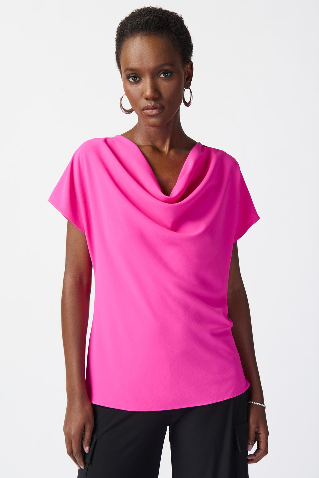 Joseph Ribkoff 241099 Ultra Pink Cowl Neck Top - Olivia Grace Fashion