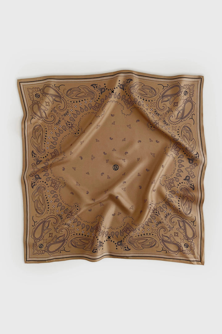 Le Scarf Paisley Silk Scarf Cappuccino, Black &amp; White 65x65