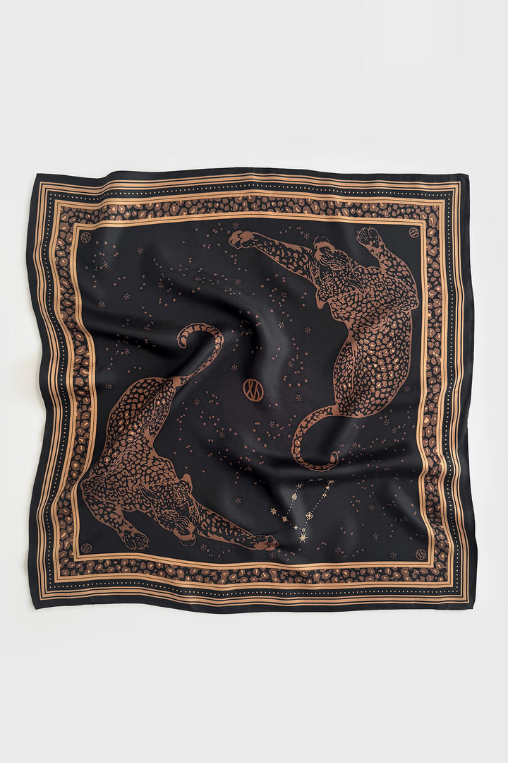 Le Scarf Silk Scarf Gemini Black &amp; Mocha Mousse 65cm