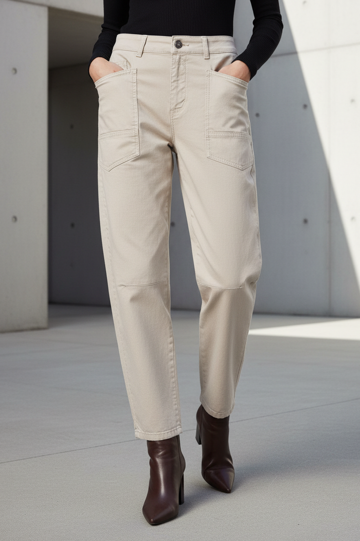 Mac 3112-00 0434 Baggy 2.3 Ivory Antique Stretch Gabardine Barrel Jeans 208A